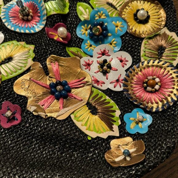 Vintage Y2K Tua Braccialini Collectors Shoulder Bag Vibrant Handbag Floral Pearl - Picture 7 of 16